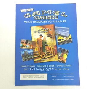 Camel Cash Print Ad Passport To Pleasure Travel 90s Y2K Retro Wall Art Decor